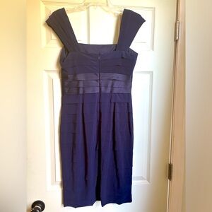 Navy blue formal dress with cross cross detail